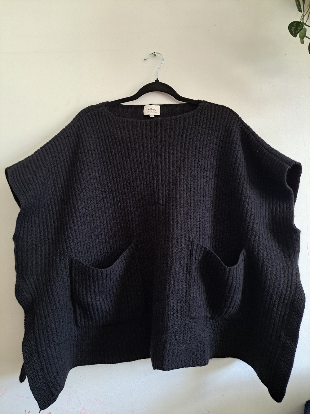 Wilfred Aritxzia 100% Wool Poncho Sweater | XXS-XS | Soft Ribbed Kni